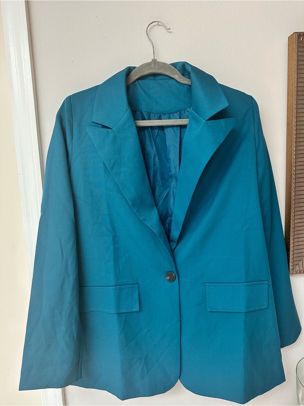 Teal Women's Single-Button Blazer Jacket